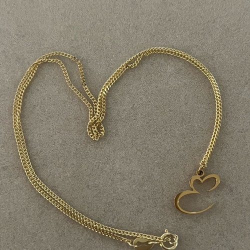 Necklace with 925 gold-plated silver and stainless steel monogram like new