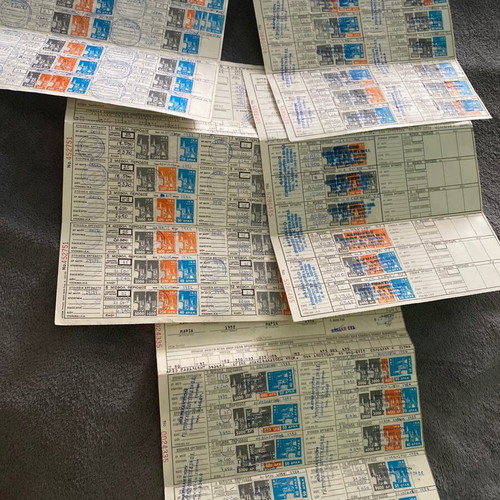 Work Stamps used, 5 collectible IKA cards from 1980s