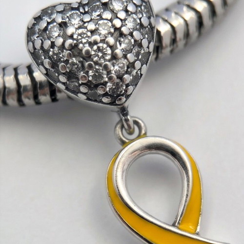 Pandora Chamilia Yellow Ribbon Heart Charm new