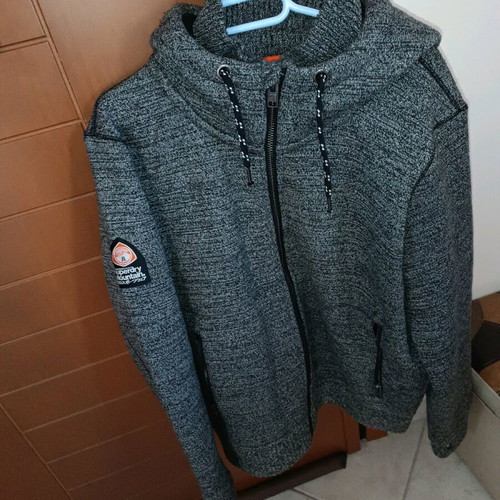 Superdry Mountain Zip Hood Fleece jacket like new, grey, XXL