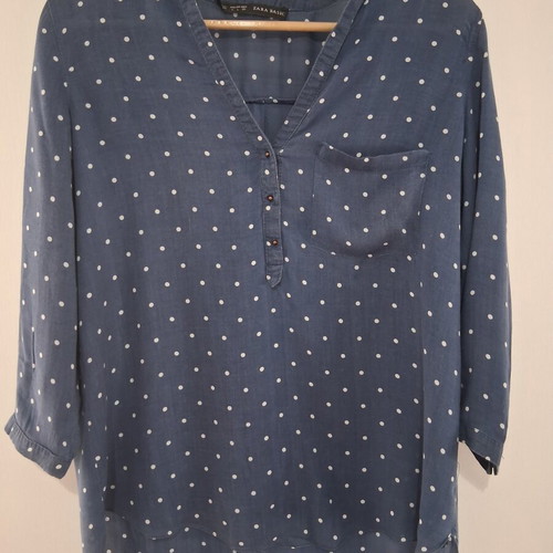 Zara shirt like new, size L, white and blue