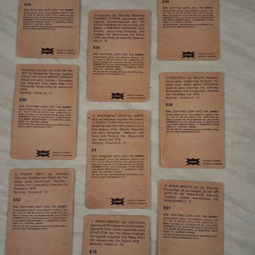 Vintage Dandy Football Stickers used, World Cup 1978, lot of 10