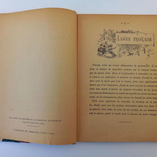 Langue Française Cours Elementaire children's French book used 1924
