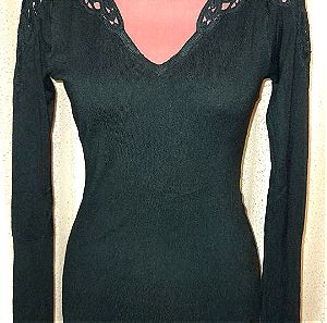 Μπλούζοφόρεμα μαύρο με δαντελένια πλάτη