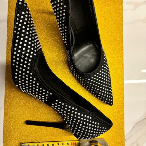 Zara heels with rhinestones like new, size 37, black and silver
