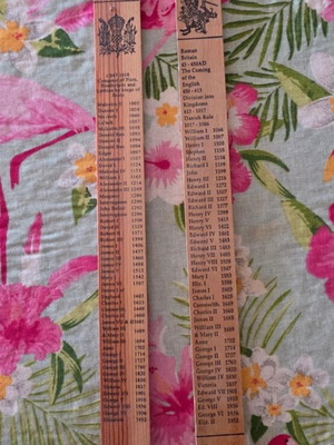Wooden bookmarks used, set of 2 British & Scottish history rulers