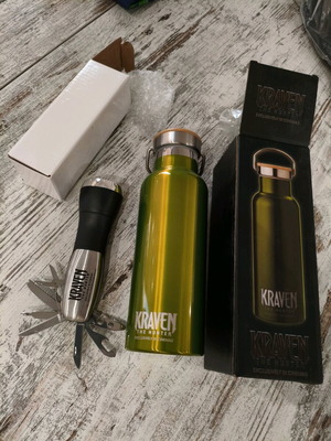 Kraven Thermos and Swiss Knife with Flashlight from the Movie