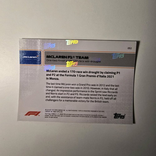 Topps Now F1 Formula 1 2021 McLaren Daniel Ricciardo Lando Norris card like new