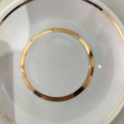 Vintage porcelain plate set of 5 with gold details 14cm used