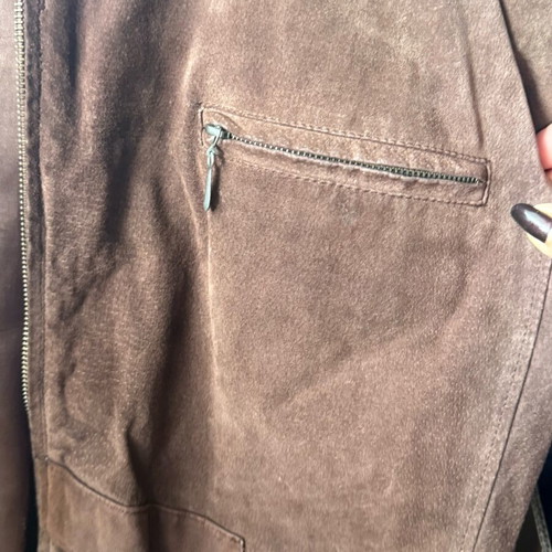 Men's suede leather jacket like new, brown, XL