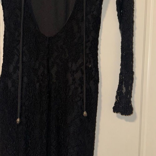 Long lace dress used, black, with back opening