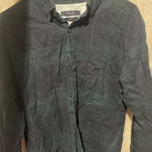 Jack & Jones slim fit long sleeve cotton shirt, black and green