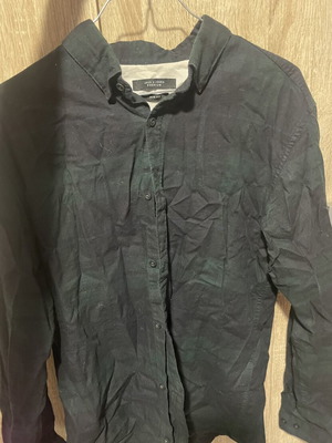 Jack & Jones slim fit long sleeve cotton shirt, black and green