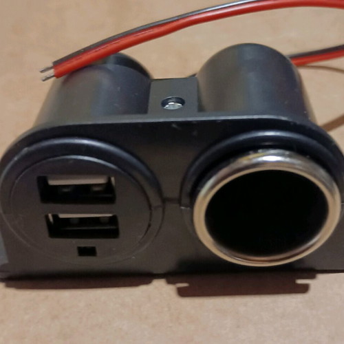 Cigarette lighter socket with dual USB charging, base and LED indicator 12/24V new