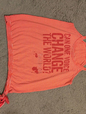 Women's sleeveless blouse M/L like new, white and red