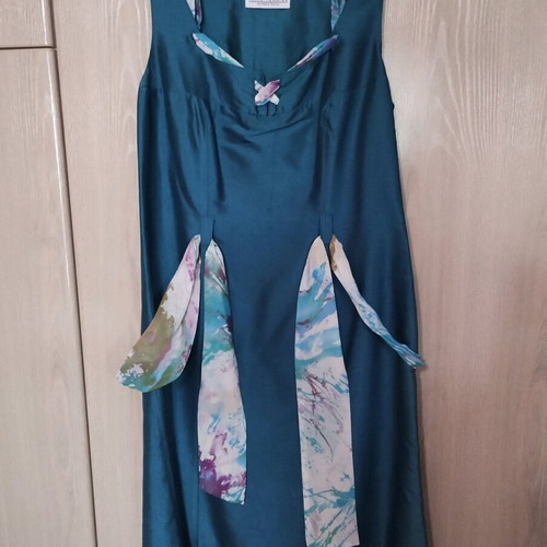 Arte Maxim dress and jacket set new, green with multicolored ribbons