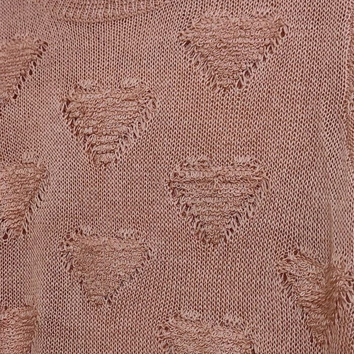 Compania Fantastica pink knitted short sleeve blouse with heart design