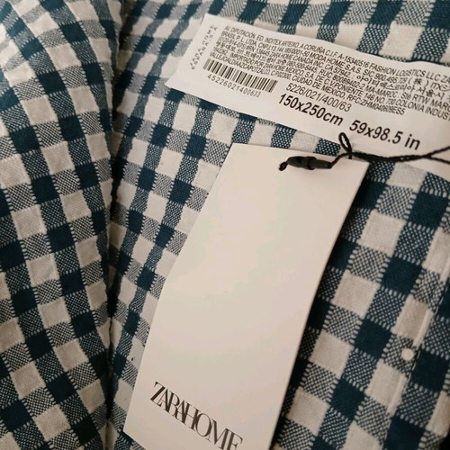 ZARA HOME cotton tablecloth 150x250cm, blue vichy check