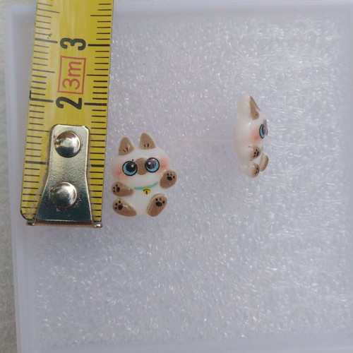 Earrings hypoallergenic 2 pairs cat design multicolor