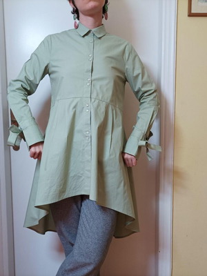 Mango tunic pistachio green asymmetric, new, cotton poplin S-M