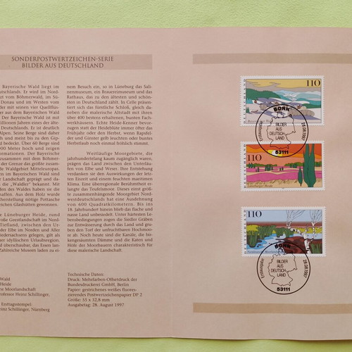 German stamps 1997 with Bonn first day cover postmark, 3 mint blocks
