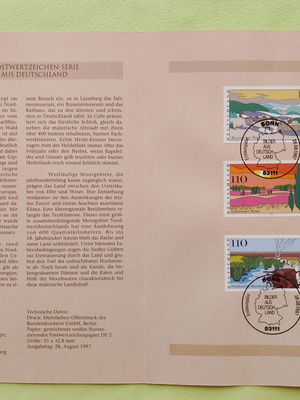 German stamps 1997 with Bonn first day cover postmark, 3 mint blocks