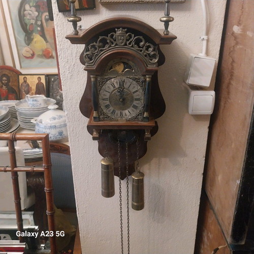John Warmink Wuba wall clock 1970 used with bronze details