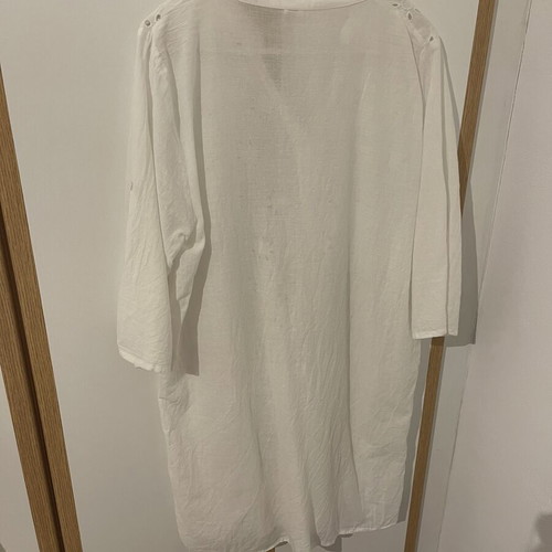 Lightweight summer caftan shirt dress, white, size L
