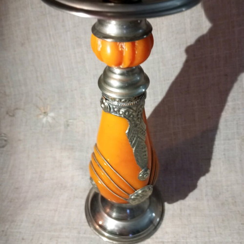 Bakelite and metal candlestick used, 34.5 cm