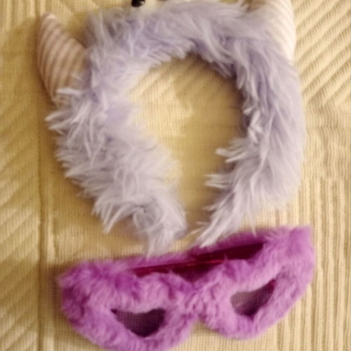 Purple furry glasses and headband carnival new