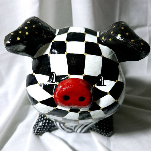 Hand-painted pig figurine made to order