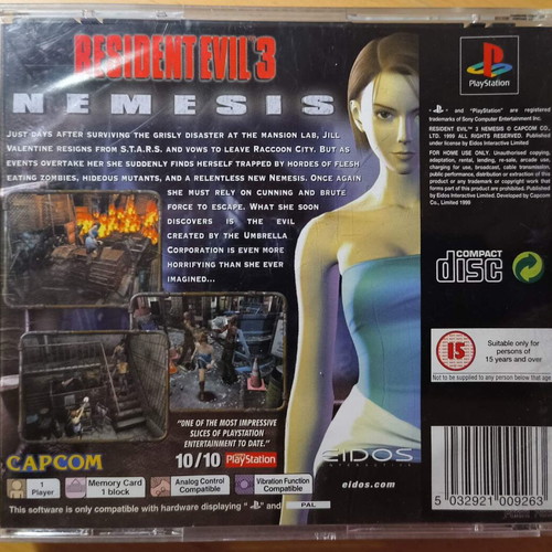 Resident Evil 3 Nemesis PlayStation 1 Black Label like new, Complete In Box