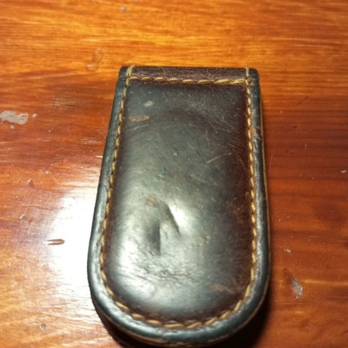 Leather magnetic money clip used