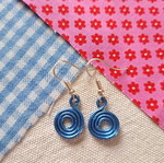 Spiral wire earrings blue and silver made to order, small size
