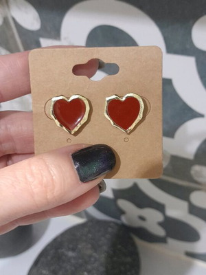 Steel earrings new, red and gold-colored