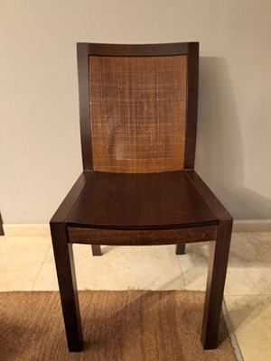 Wooden dining chairs like new, pack of 8, with rattan backrest