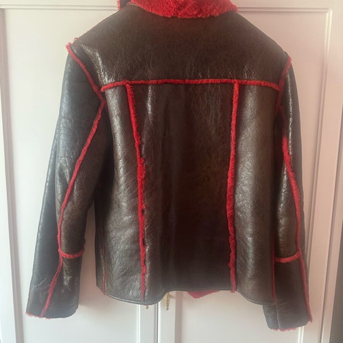Leather shearling jacket used in excellent condition, red, size M