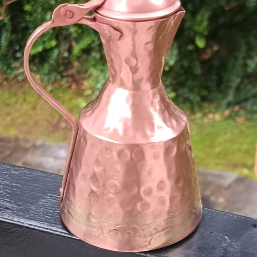 Copper coffee pot with hammered embossed surface like new