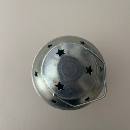 Silver candle lantern used for garden, balcony, or indoor candle