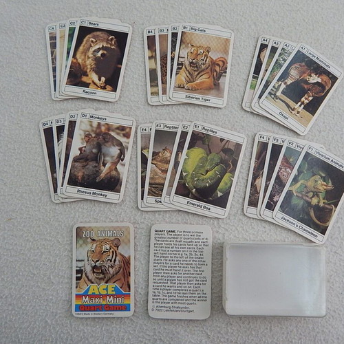 Ace Maxi-Mini Quart Zoo Animals card game used, 1980s