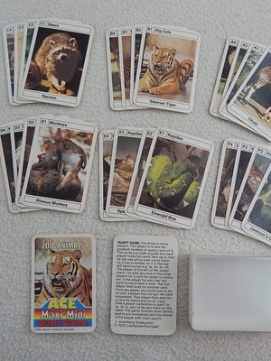Ace Maxi-Mini Quart Zoo Animals card game used, 1980s