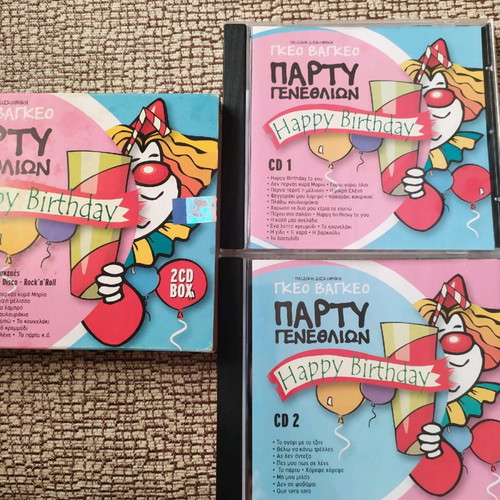 Children's party CD set used, box with two kids CDs