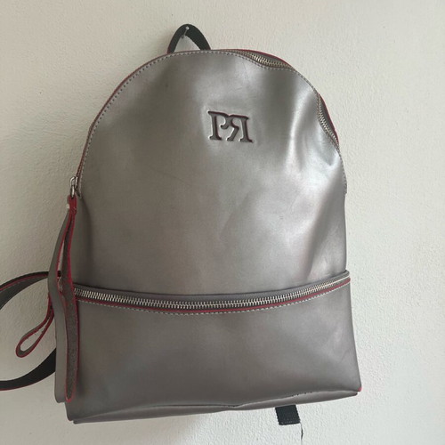 Pierro leather bag used, gray backpack