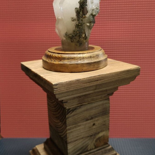 Polydidymos Quartz Crystal in Handmade Antique Wooden Base