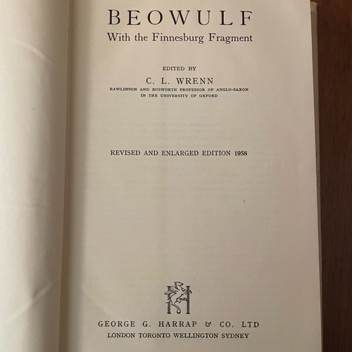 Beowulf C.L.Wrenn revised edition 1958 like new, English epic work