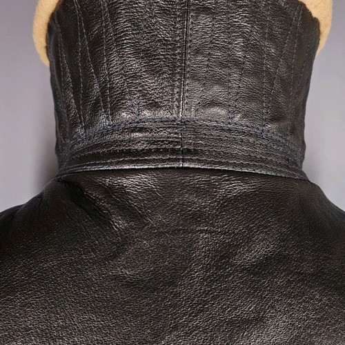 Men's mouton parka like new, black with beige fur lining