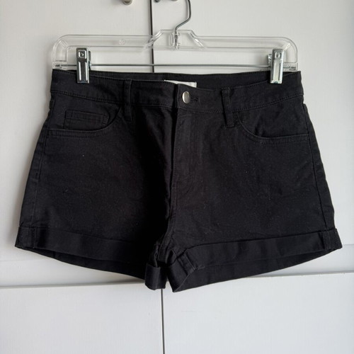 H&M high-waisted black denim shorts, size EUR 38 / US 6