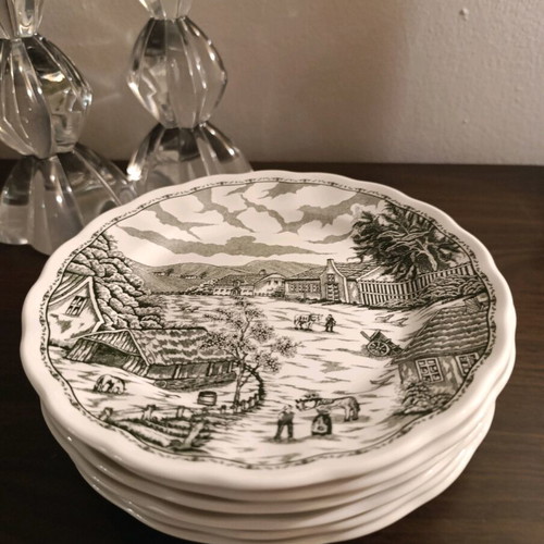 Vintage Swiss Landscape plate set like new, 6 pieces