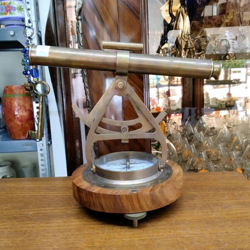 Antique brass telescope with compass like new