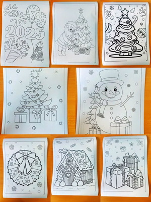 Christmas printable A4 drawings set of 8, new
